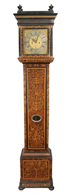 Lot 767 - DANIEL  LE COUNT, LONDON. A LATE 17TH CENTURY WALNUT AND PANELLED MARQUETRY MONTH GOING LONGCASE CLOCK