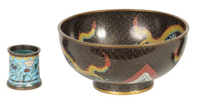 Lot 171 - A CHINESE CLOISONNE ENAMEL DRAGON BOWL