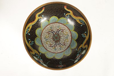 Lot 171 - A CHINESE CLOISONNE ENAMEL DRAGON BOWL