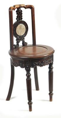 Lot 182 - AN UNUSUAL 19TH CENTURY ANGLO CHINESE HARDWOOD SIDE CHAIR