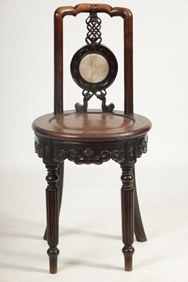 Lot 182 - AN UNUSUAL 19TH CENTURY ANGLO CHINESE HARDWOOD SIDE CHAIR