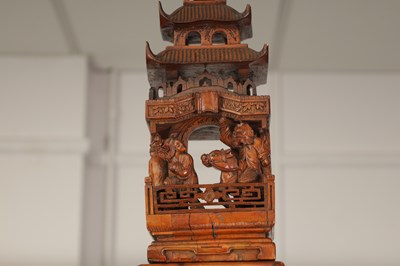 Lot 142 - A FINE 19TH CENTURY CHINESE HARDWOOD BOXWOOD AND IVORY SET OPEN DISPLAY CABINET