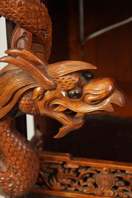 Lot 142 - A FINE 19TH CENTURY CHINESE HARDWOOD BOXWOOD AND IVORY SET OPEN DISPLAY CABINET