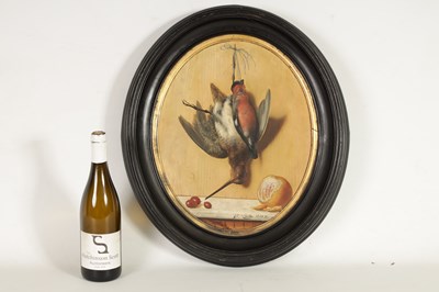 Lot 692 - PIETRO COSTA. A 19TH CENTURY TROMPE-L'ŒIL OIL ON OVAL PANEL STILL LIFE