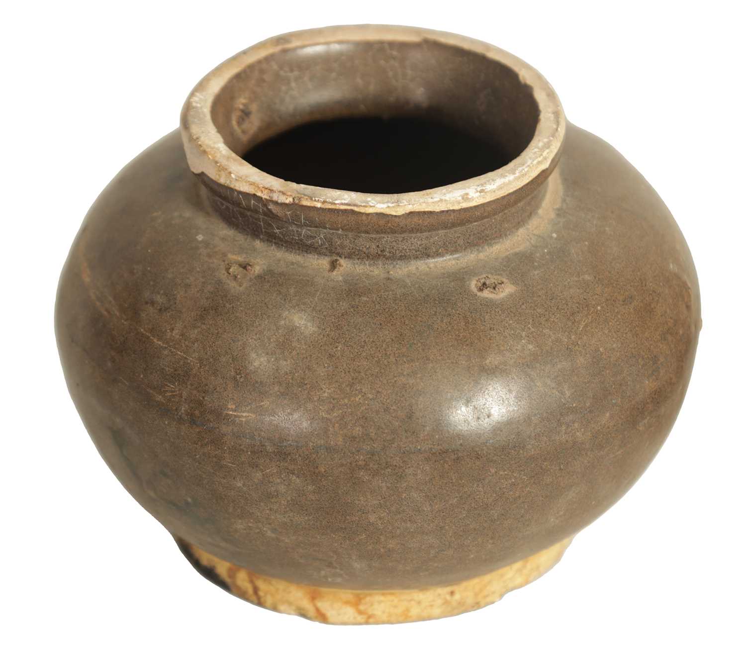 Lot 154 - AN ANCIENT CHINESE BROWN GLAZE POT