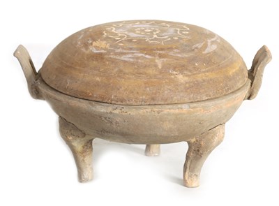 Lot 230 - A CHINESE TANG PERIOD THREE LEGGED POT AND COVER