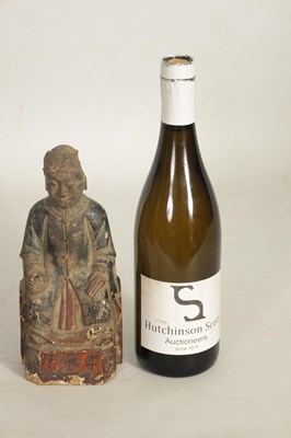 Lot 157 - A CHINESE MING PERIOD CARVED WOODEN FIGURE OF AN IMMORTAL