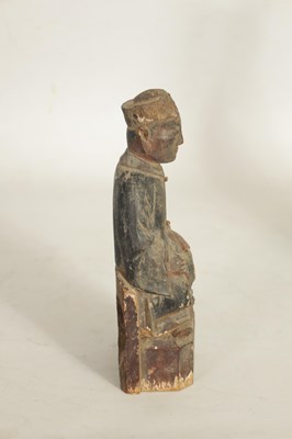 Lot 157 - A CHINESE MING PERIOD CARVED WOODEN FIGURE OF AN IMMORTAL