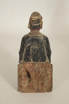 Lot 157 - A CHINESE MING PERIOD CARVED WOODEN FIGURE OF AN IMMORTAL