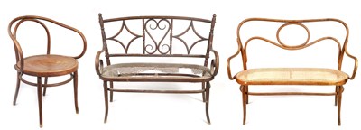 Lot 1027 - TWO 19TH CENTURY TWO SEATER BENTWOOD SETTEES AND A SINGLE ARMCHAIR