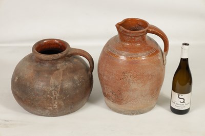 Lot 46 - TWO EARLY CONTINENTAL TERRACOTTA POTTERY JUGS