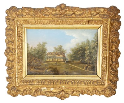 Lot 702 - A SMALL REGENCY REVERSE PAINTING ON GLASS