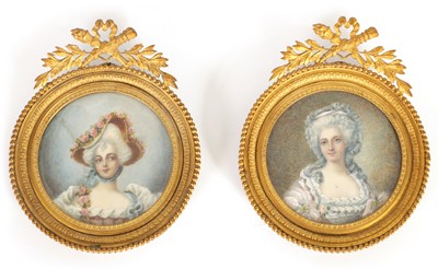 Lot 678 - A PAIR OF 19TH CENTURY MINIATURE PORTRAITS ON IVORY