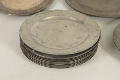 Lot 443 - A SELECTION OF 22 18TH AND 19TH CENTURY OVAL AND CIRCULAR PEWTER DISHES/MEAT PLATES