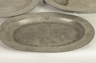 Lot 443 - A SELECTION OF 22 18TH AND 19TH CENTURY OVAL AND CIRCULAR PEWTER DISHES/MEAT PLATES