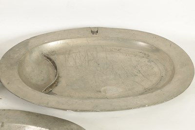 Lot 443 - A SELECTION OF 22 18TH AND 19TH CENTURY OVAL AND CIRCULAR PEWTER DISHES/MEAT PLATES