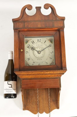 Lot 653 - W. EVANS, SALOP. A LATE GEORGE III MAHOGANY HOODED WALL CLOCK