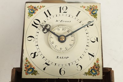 Lot 653 - W. EVANS, SALOP. A LATE GEORGE III MAHOGANY HOODED WALL CLOCK