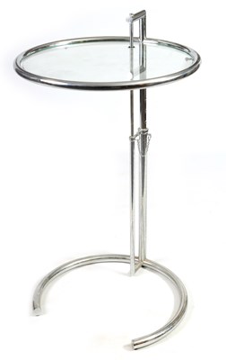 Lot 1058 - A MID 20TH CENTURY E.1027 ADJUSTABLE CHROME AND GLASS TABLE DESIGNED BY IRISH DESIGNER EILEEN GRAY IN 1927