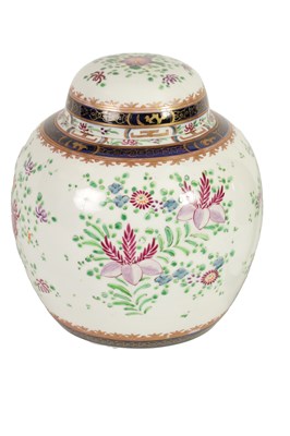 Lot 28 - A LATE 19TH CENTURY ORIENTAL STYLE SAMSON GINGER JAR AND COVER