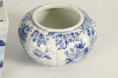 Lot 148 - A 19th CENTURY CHINESE BLUE AND WHITE SQAURE TAPERING JARDINIERE