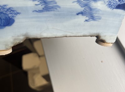 Lot 148 - A 19th CENTURY CHINESE BLUE AND WHITE SQAURE TAPERING JARDINIERE