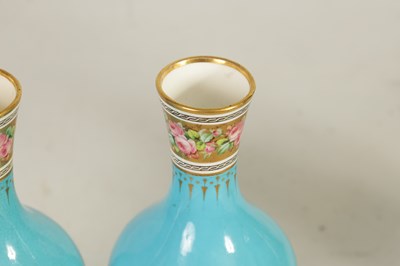 Lot 38 - A PAIR OF 19TH CENTURY MINTON AESTHETIC MOVEMENT GILT AND TURQUOISE VASES