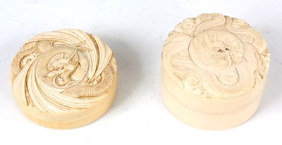 Lot 113 - TWO MEIJI PERIOD JAPANESE CARVED IVORY PILL...