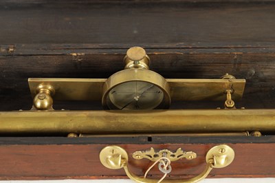 Lot 399 - AN EARLY 19TH CENTURY BRASS DRAINAGE LEVEL WITH FITTED COMPASS