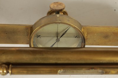Lot 399 - AN EARLY 19TH CENTURY BRASS DRAINAGE LEVEL WITH FITTED COMPASS