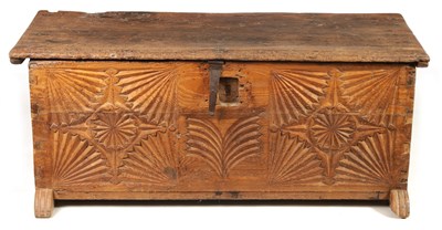 Lot 1038 - A 17TH CENTURY SPANISH ELM COFFER