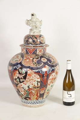 Lot 66 - A 19TH CENTURY JAPANESE IMARI LARGE INVERTED BALUSTER VASE AND COVER