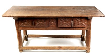 Lot 916 - A 17TH CENTURY SPANISH OAK REFECTORY/SERVING TABLE