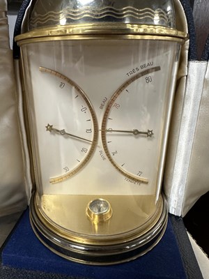 Lot 776 - JAEGER-LECOULTRE. A RARE CASED DESK COMPENDIUM CLOCK