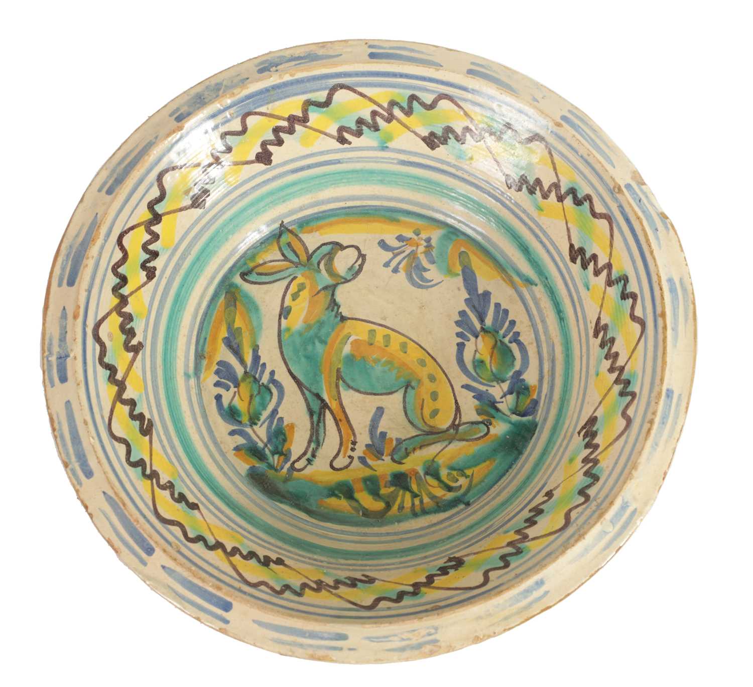 Lot 31 - AN EARLY SPANISH LEBRILLO CERAMIC CHARGER