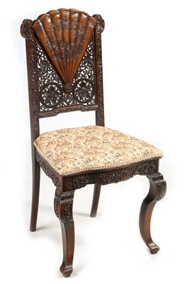 Lot 227 - A LATE 19TH CENTURY CHINESE HARDWOOD SINGLE CHAIR