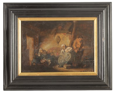 Lot 674 - CIRCLE OF ADRIAEN van OSTADE 17TH/18TH CENTURY OIL ON OAK PANEL