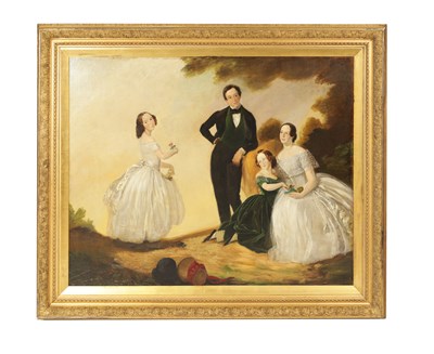 Lot 608 - EARLY 19TH CENTURY OIL ON CANVAS - FAMILY PORTRAIT GROUP