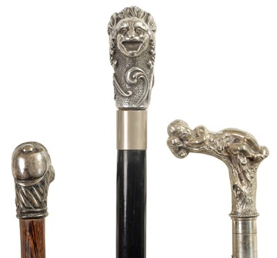 Lot 464 - THREE LATE 19TH CENTURY SILVER METAL MOUNTED WALKING CANES