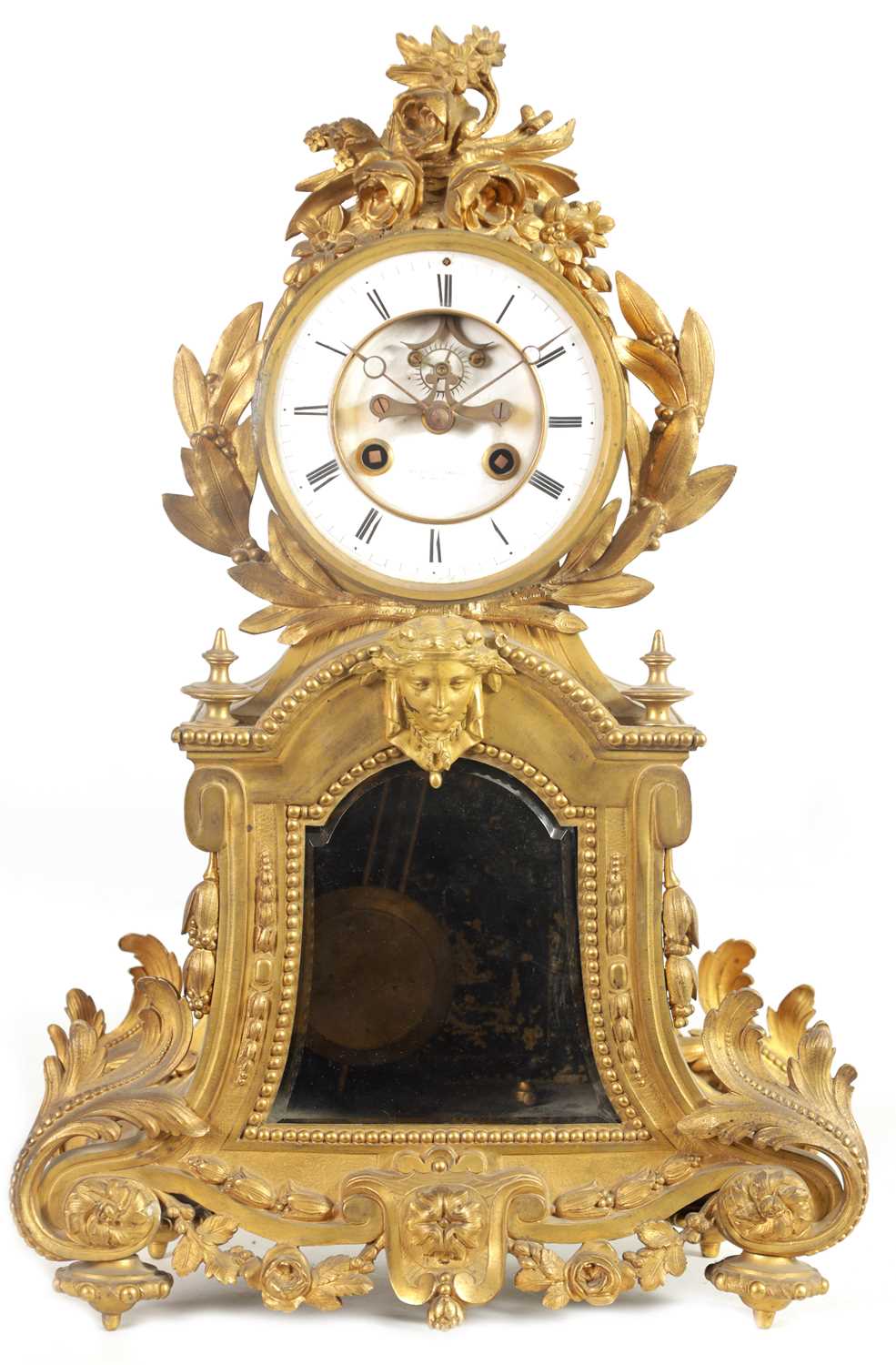 Lot 709 - A 19TH CENTURY FRENCH ORMOLU LARGE MANTEL CLOCK
