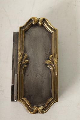 Lot 435 - A 19TH CENTURY FRENCH STEEL AND CAST BRASS MOUNTED DOOR LOCK