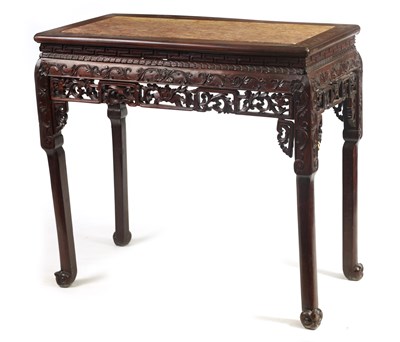 Lot 132 - A 19TH CENTURY CHINESE HARDWOOD ALTAR TABLE