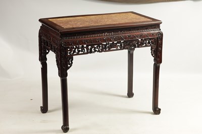 Lot 132 - A 19TH CENTURY CHINESE HARDWOOD ALTAR TABLE