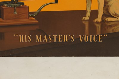 Lot 681 - A LARGE GRAMOPHONE ADVERTISING POSTER ON BOARD