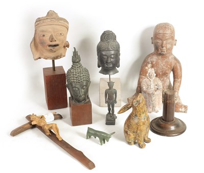 Lot 254 - A COLLECTION OF 19TH / 20TH CENTURY BRONZE AND CERAMIC BUDDHAS