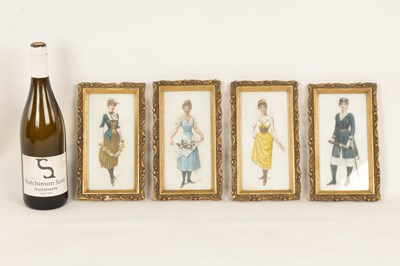 Lot 599 - A SET OF FOUR EARLY 20TH CENTURY PAINTINGS ON GLASS