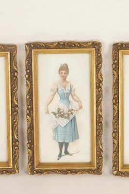 Lot 599 - A SET OF FOUR EARLY 20TH CENTURY PAINTINGS ON GLASS