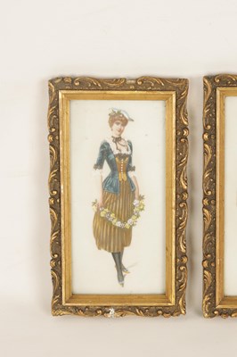 Lot 599 - A SET OF FOUR EARLY 20TH CENTURY PAINTINGS ON GLASS