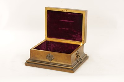 Lot 696 - A 19TH CENTURY FRENCH BRASS AND PIETRA DURA TABLE CASKET