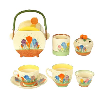 Lot 45 - A COLLECTION OF CLARICE CLIFF “CROCUS” PATTERN POTTERY